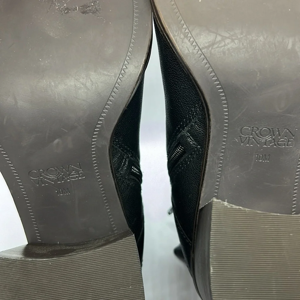 Crown Vintage Women's Black Leather Courla Ankle Bootie size 10M - Picture 11 of 13